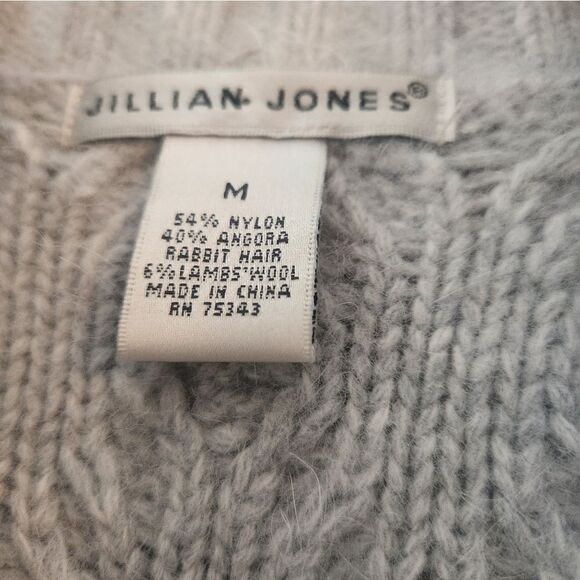 Jullian Jones M Gray AngoraWoolBlend 3/4Sleeve Knitted 1 Button Women's Cardigan - Picture 2 of 9